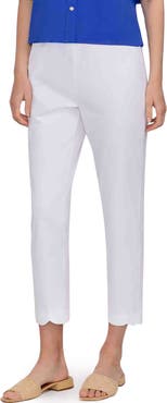 Foxcroft Elaine Scallop Hem Cotton Blend Crop Pants