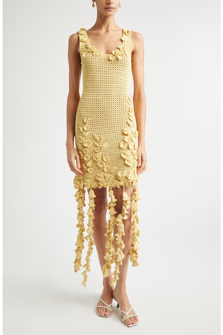 3D Floral Kint Dress, Main, color, BANANA