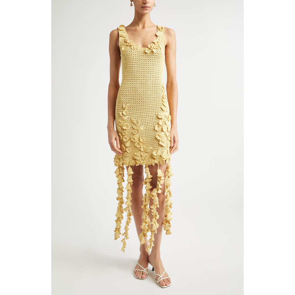 Oscar De La Renta 3d Floral Kint Dress In Gold