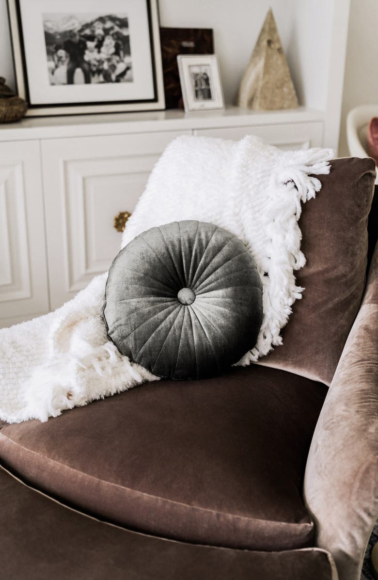 Rachel Parcell Tufted Velveteen Round Accent Pillow, Main, color,