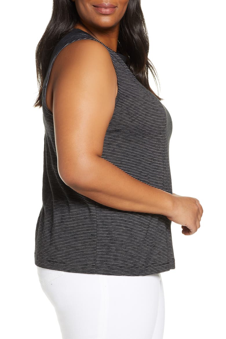 Stripe Knit Tank Top, Alternate, color, BLACK- WHITE THIN STRIPE