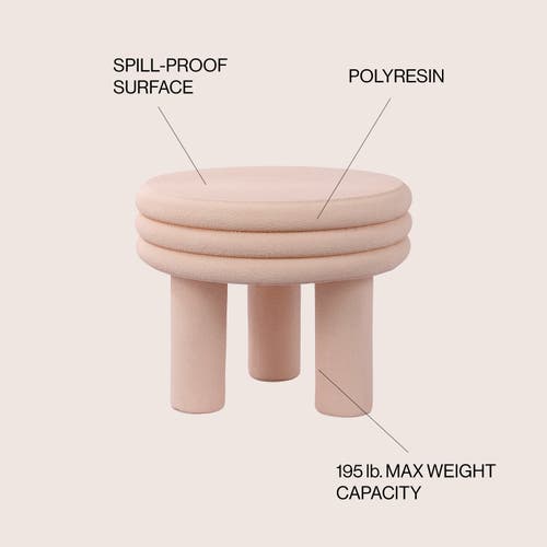 Jonathan Y Rashida Contemporary Minimalist Curvy Low Indoor/outdoor Accent Table In Pink Frosted