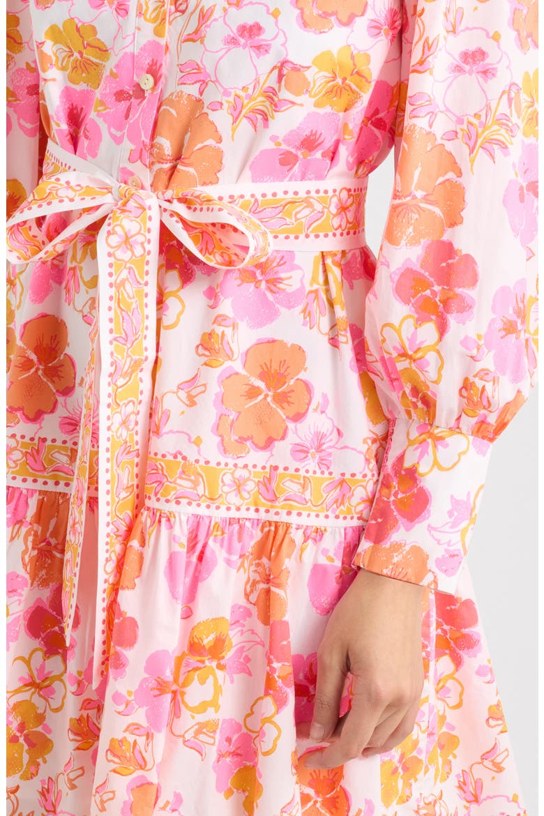 Drena Print Tie Waist Long Sleeve Dress, Alternate, color, RESORT WHITE PANSY FANSY