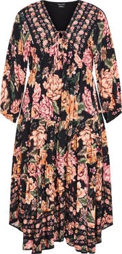 City Chic Divine Grace Long Sleeve Floral Maxi Dress