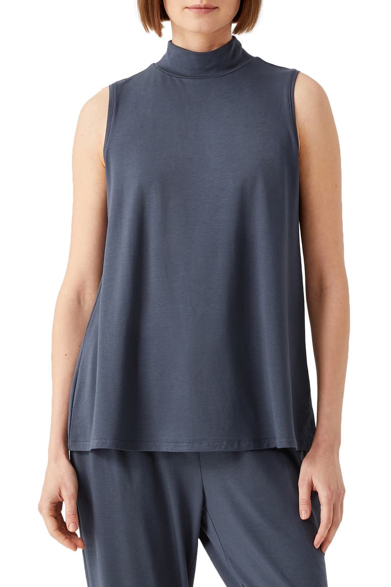 Sleeveless Mock Neck Top, Main, color, OCEAN