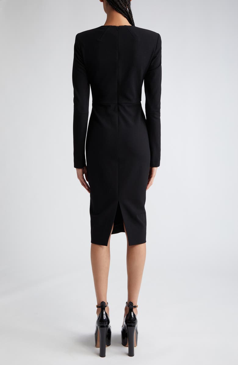 Victoria Beckham Long Sleeve Wool Blend Jersey Sheath Dress, Alternate, color,