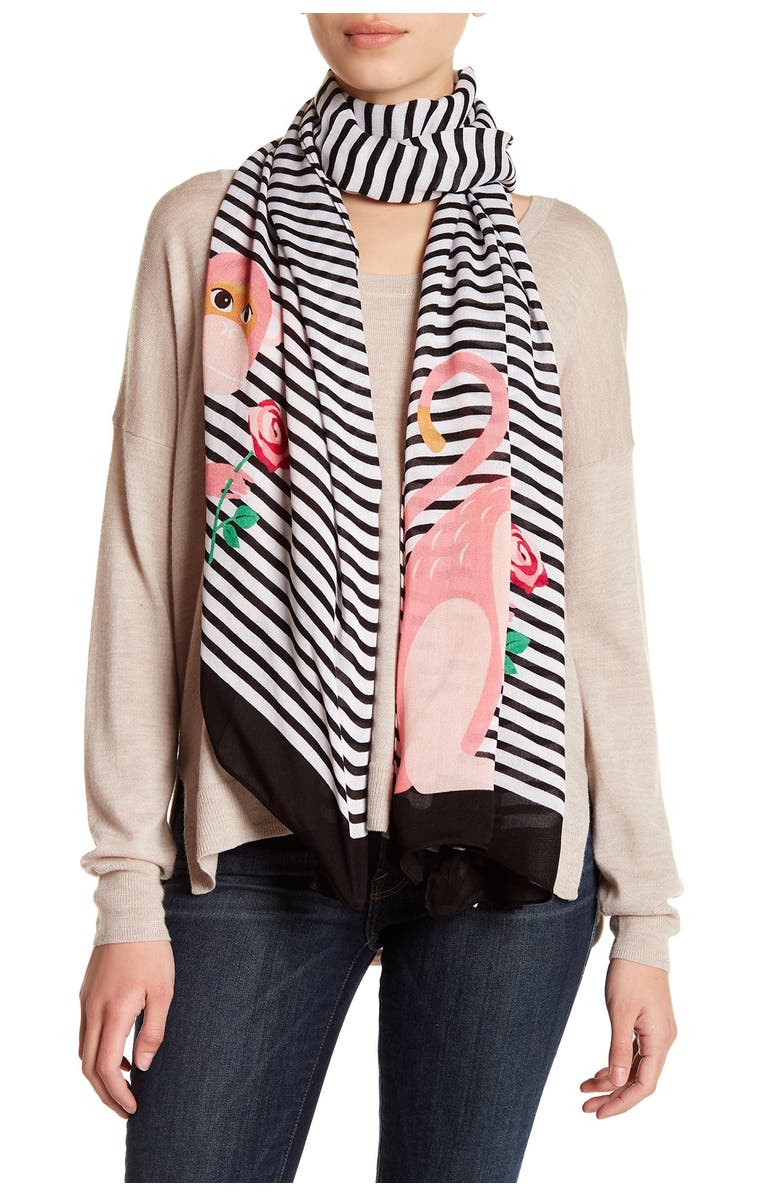 ZDNU KATE SPADE monkey rose wrap scarf, Main, color,