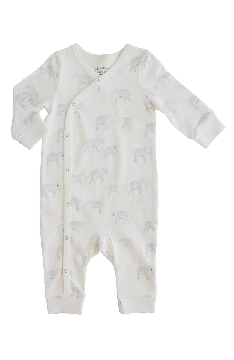Pehr Follow Me Elephant Organic Cotton Romper, Main, color, 