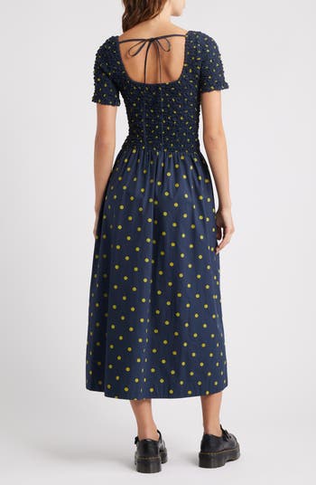 Malinda Polka Dot Super Smocked Organic Cotton Dress