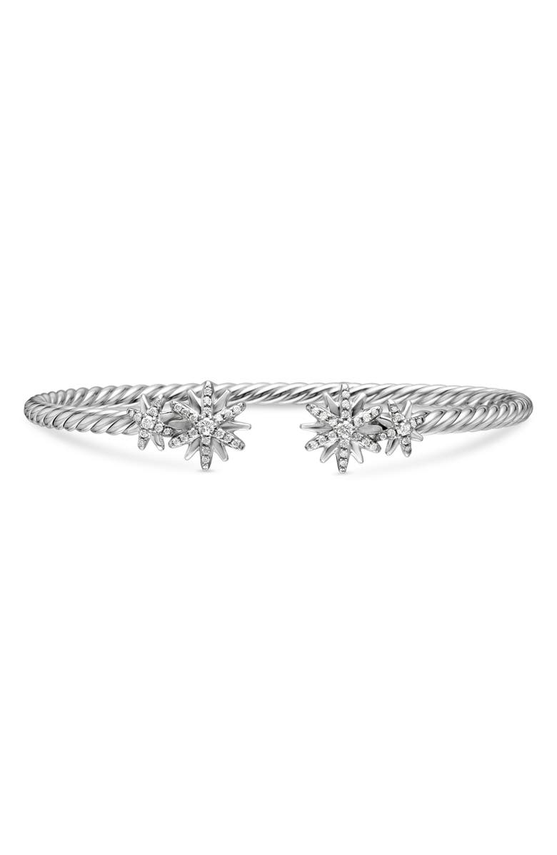 David Yurman Starburst Diamond Cuff Bracelet, Main, color, Diamond/ Silver