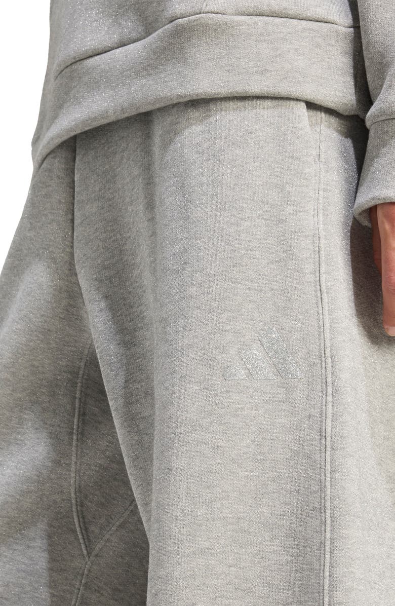 adidas ALL SZN Holiday Glitter Fleece Loose Pants, Alternate, color, Medium Grey Heather