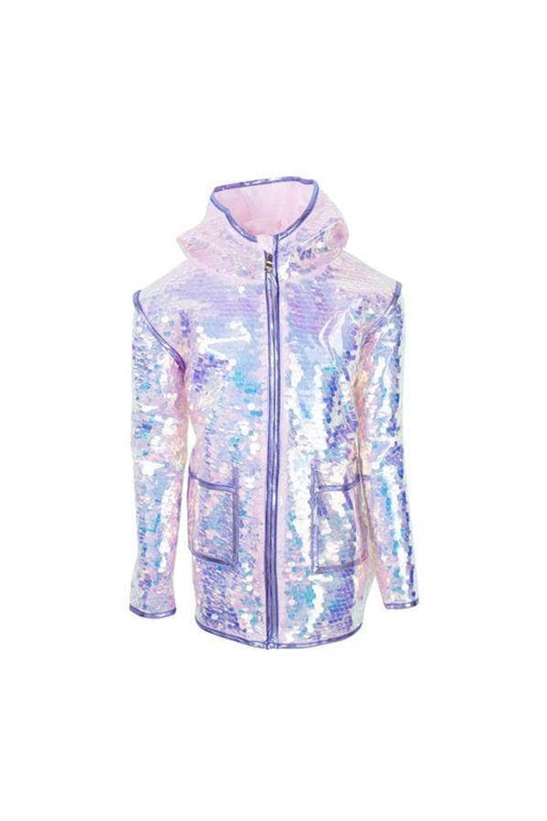 Lola & the Boys Kids' Magic Sequin Rain Jacket, Main, color, PINK
