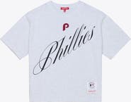 Mitchell & Ness Women's Mitchell & Ness  Heather Gray Philadelphia Phillies Script Cropped Boxy T-Shirt