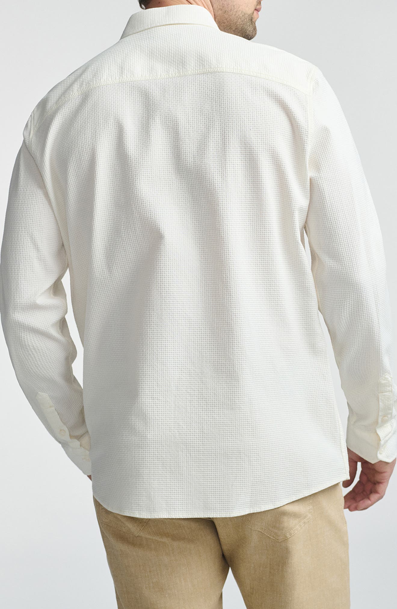 Textured Stretch Cotton Button-Up Shirt - image 2