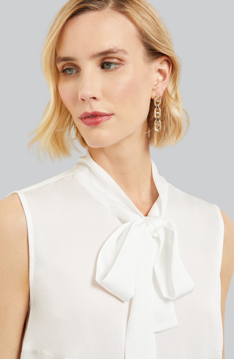Misook Tie Neck Sleeveless Blouse, Alternate, color, White