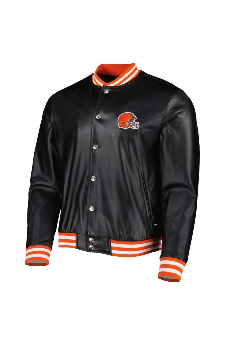 THE WILD COLLECTIVE Men's The Wild Collective Black Cleveland Browns Metallic Bomber Full-Snap Jacket, Alternate, color, Black
