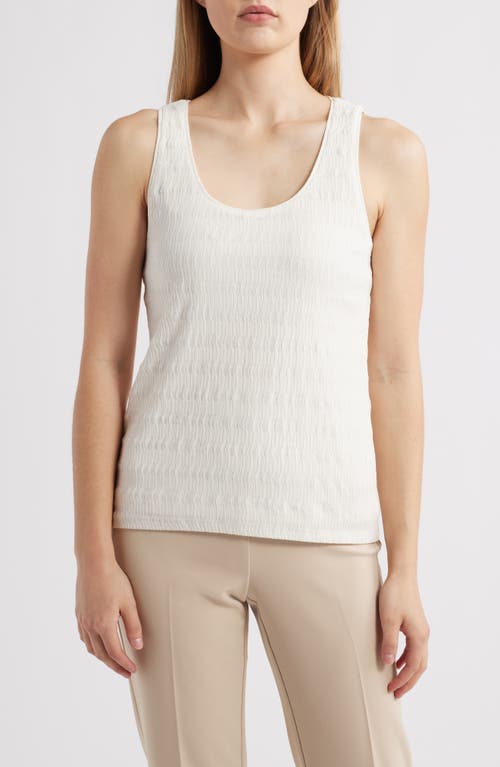Anne Klein Pucker Wave Knit Scoop Neck Tank In Light Dune