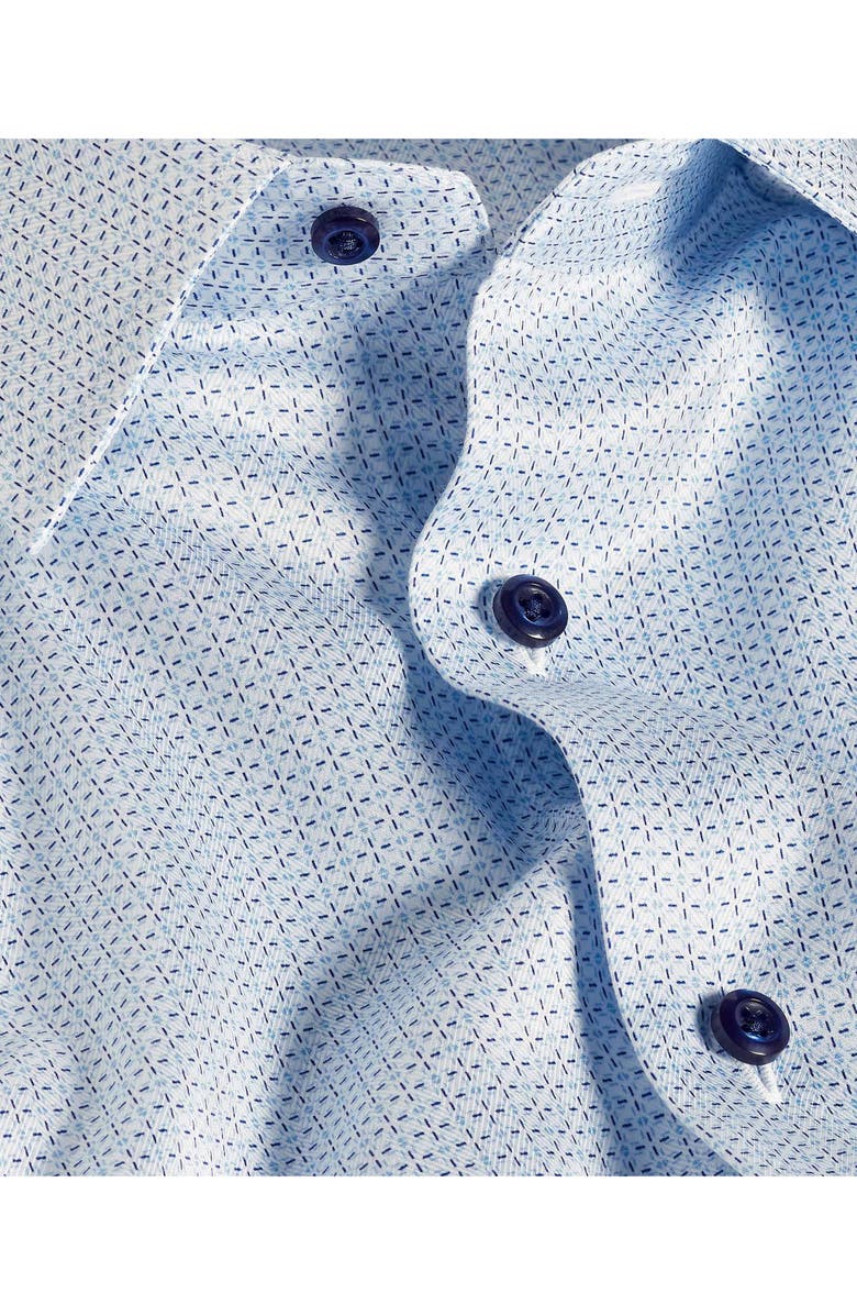 David Donahue Regular Fit Geometric Print Cotton Dress Shirt, Alternate, color, White/ Blue