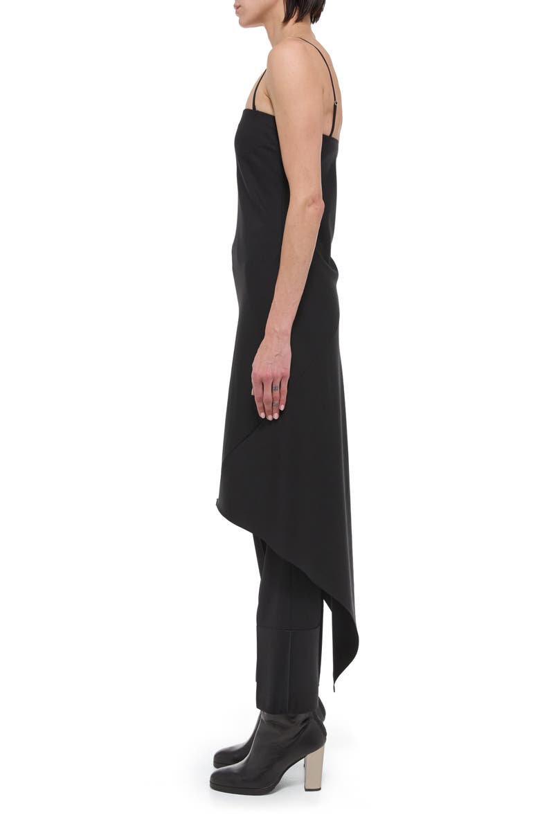 Helmut Lang Asymmetric Hem Wool Dress, Alternate, color, Black