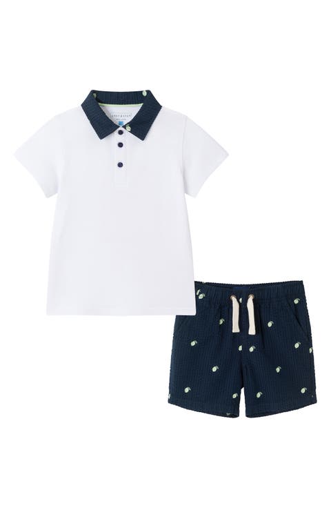 Kids' Piqué Polo & Drawstring Seersucker Shorts Set (Toddler & Little Kid)