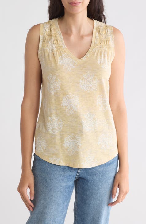 Smocked Yoke Cotton Modal Tank