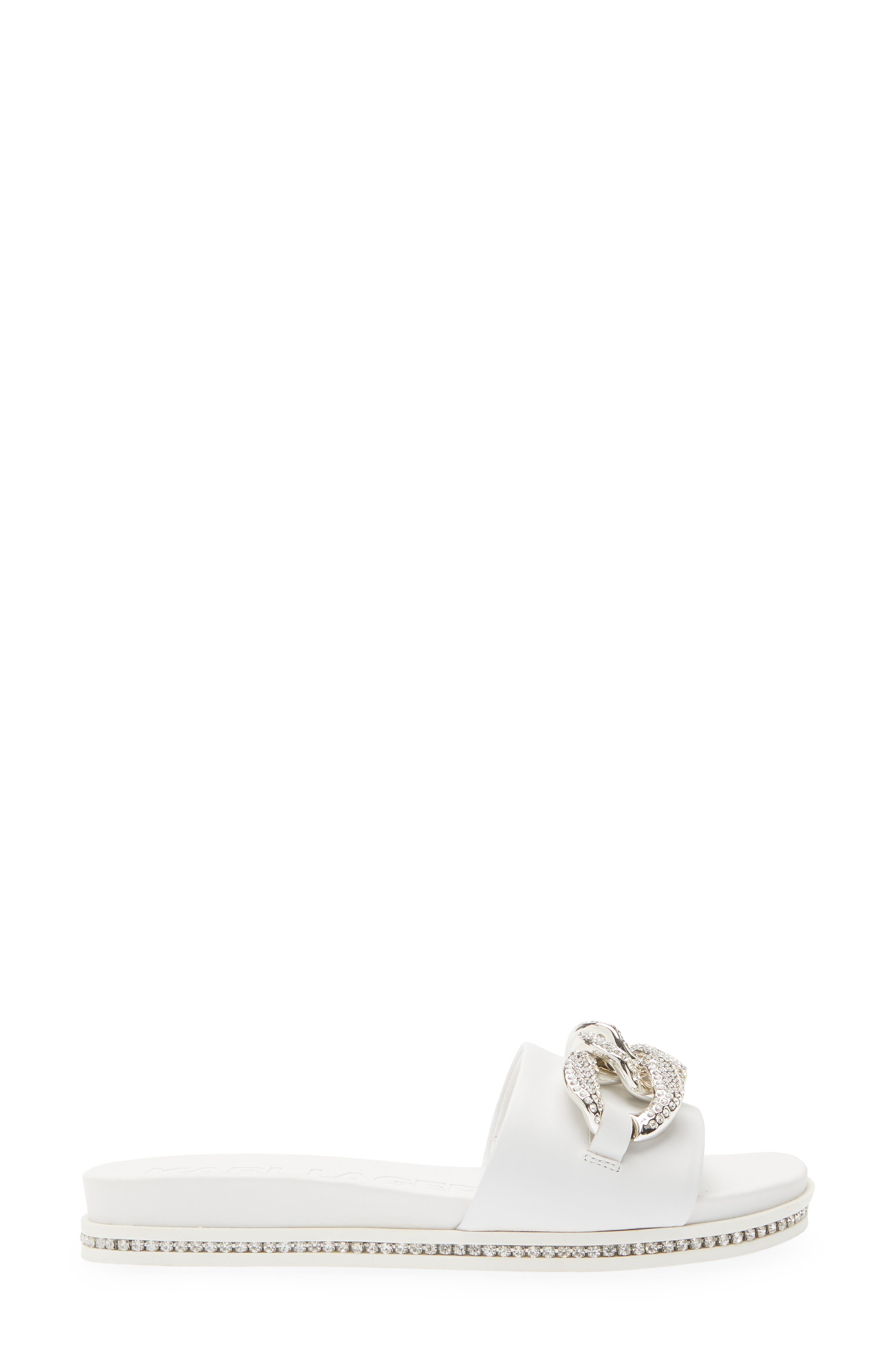 KARL LAGERFELD PARIS Jazelle Embellished Slide Sandal, Alternate, color, Bright White