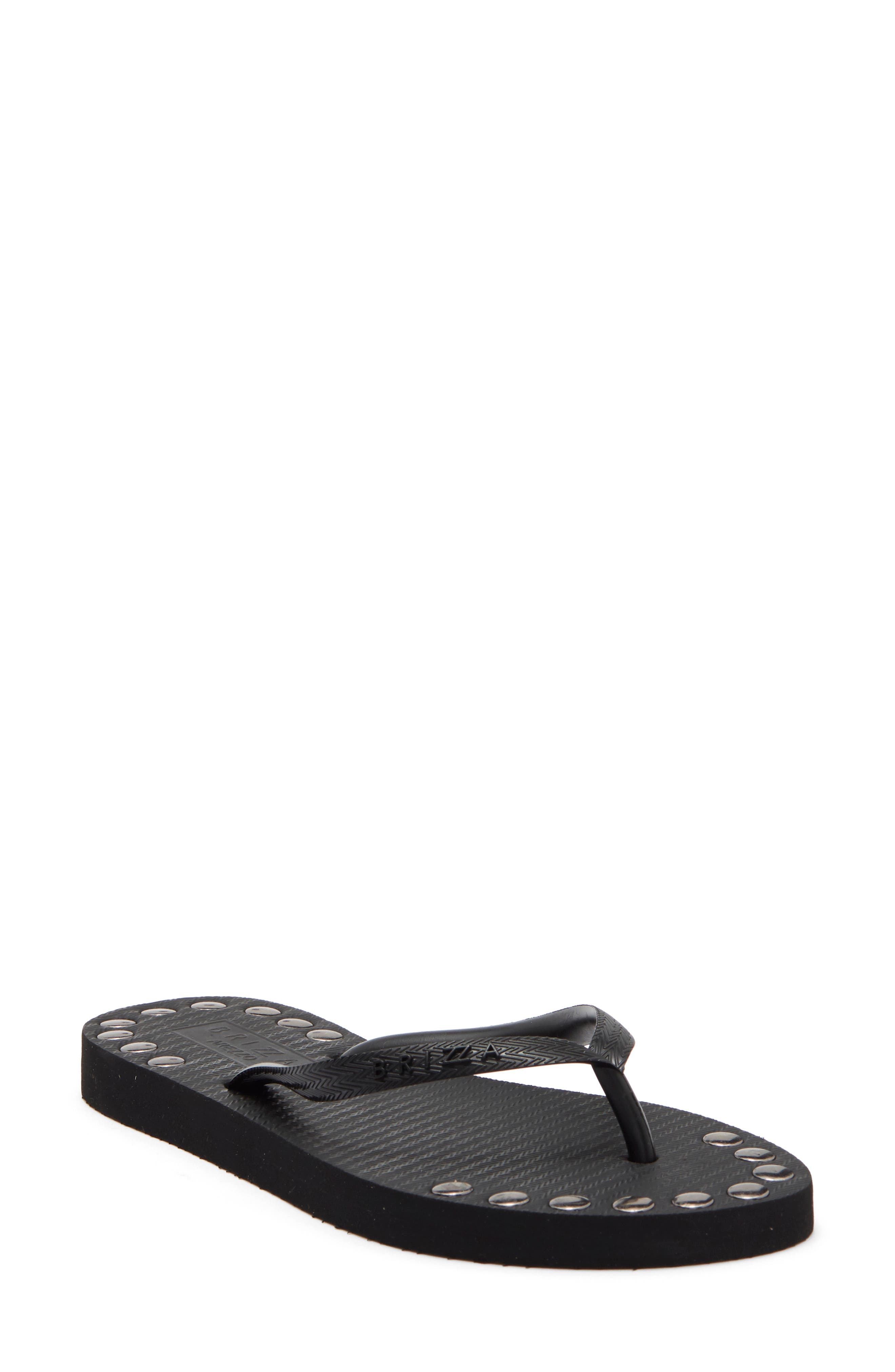 Studded Flip Flop, Main, color, BLACK