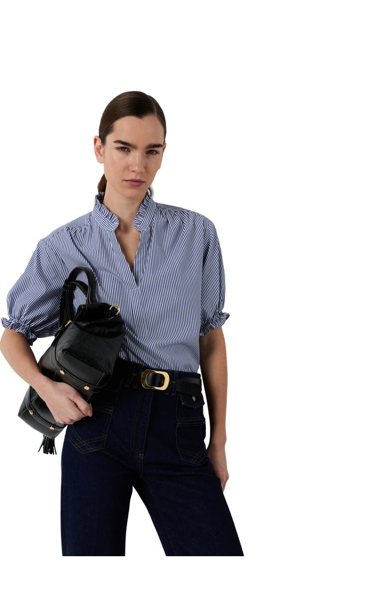 GERARD DAREL Clee Striped Puff Sleeve Blouse, Main, color, Ocean Blue