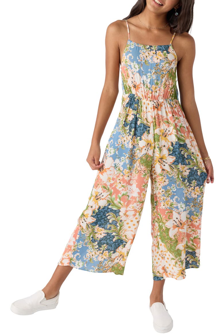Kids' Liana Floral Jumpsuit, Alternate, color, MULTI COLORED