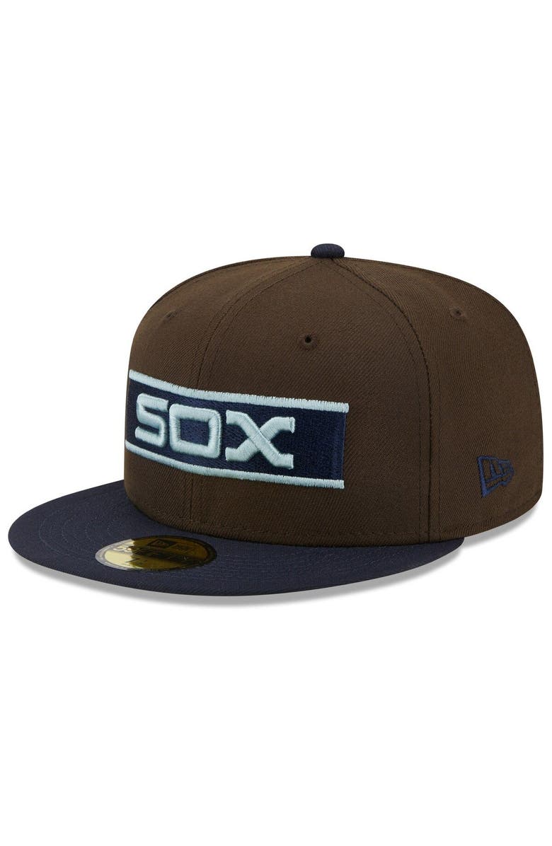 New Era Men's New Era Brown/Navy Chicago White Sox Comiskey Park 75th Anniversary Walnut 9FIFTY Fitted Hat, Alternate, color, Brown