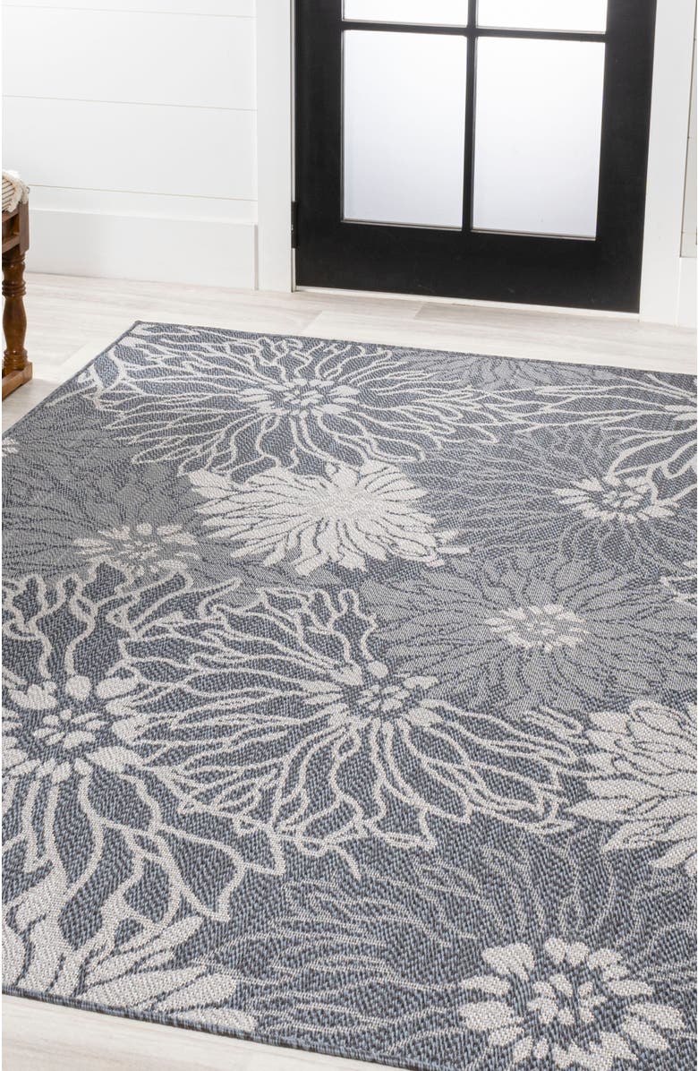 JONATHAN Y Bahamas Modern All-Over Floral Indoor/Outdoor Area Rug, Alternate, color, Navy/Gray