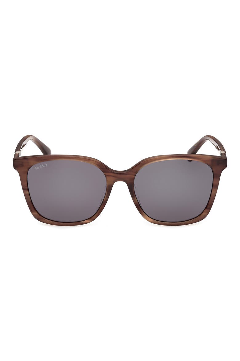 55mm Round Sunglasses, Main, color, BROWN HORN / SMOKE