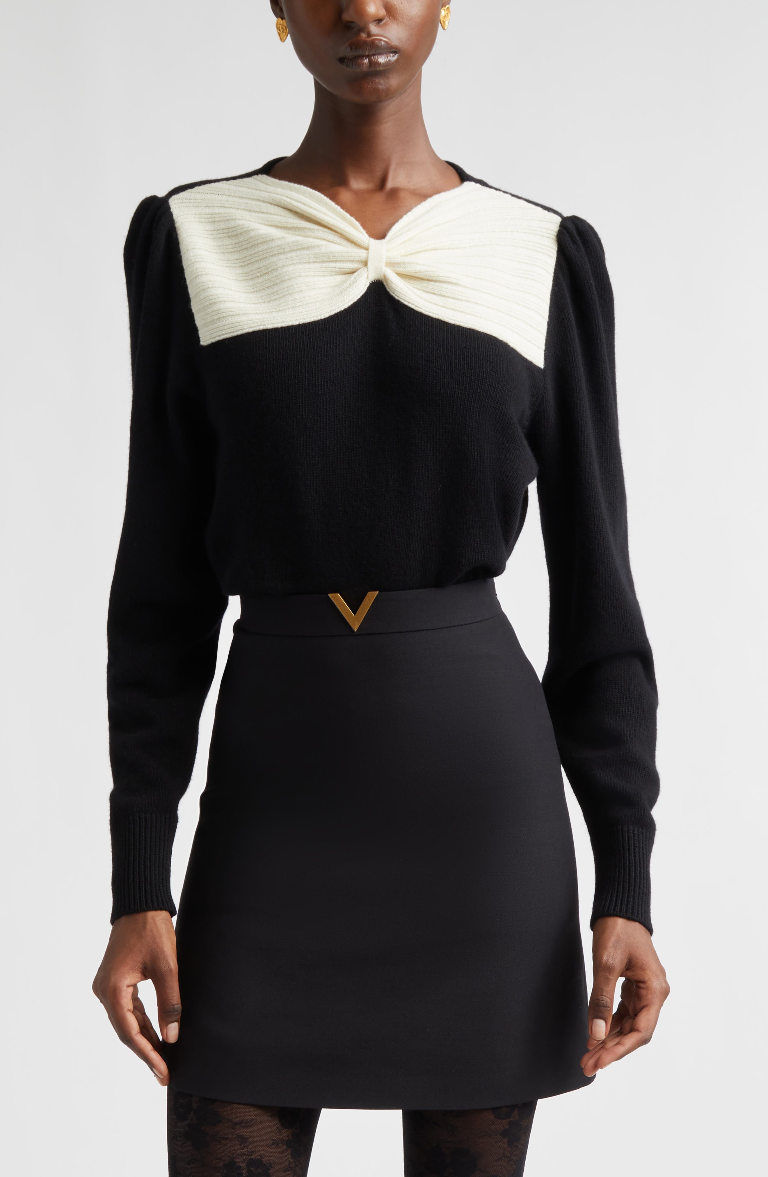 Bow Detail Virgin Wool Sweater