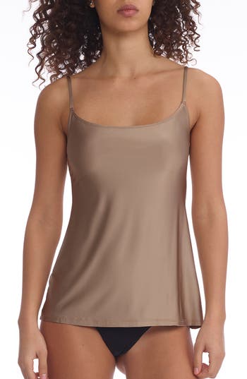 Commando Scoop-neck Faux Silk Cami In Umber