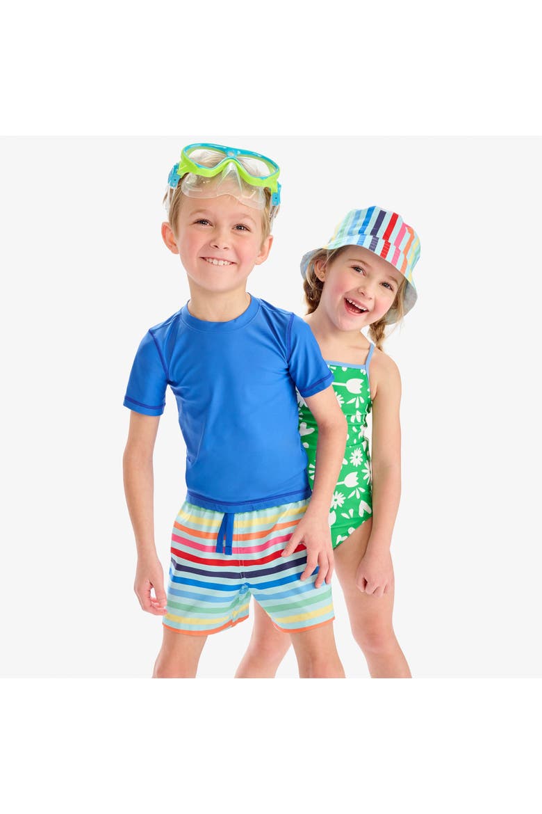 Swim Trunk In Rainbow Sky Stripe, Alternate, color, Mist Spring Stripe