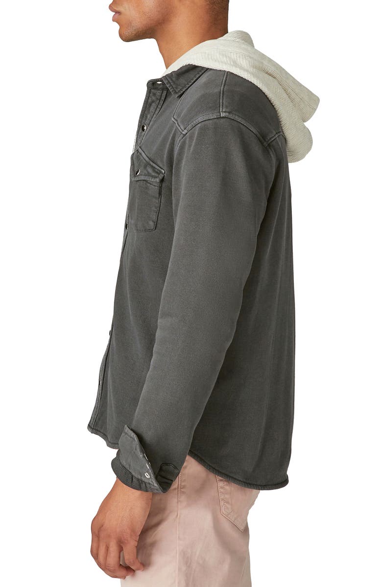 Lucky Brand French Terry Snap-Up Western Shirt, Alternate, color, Jet Black