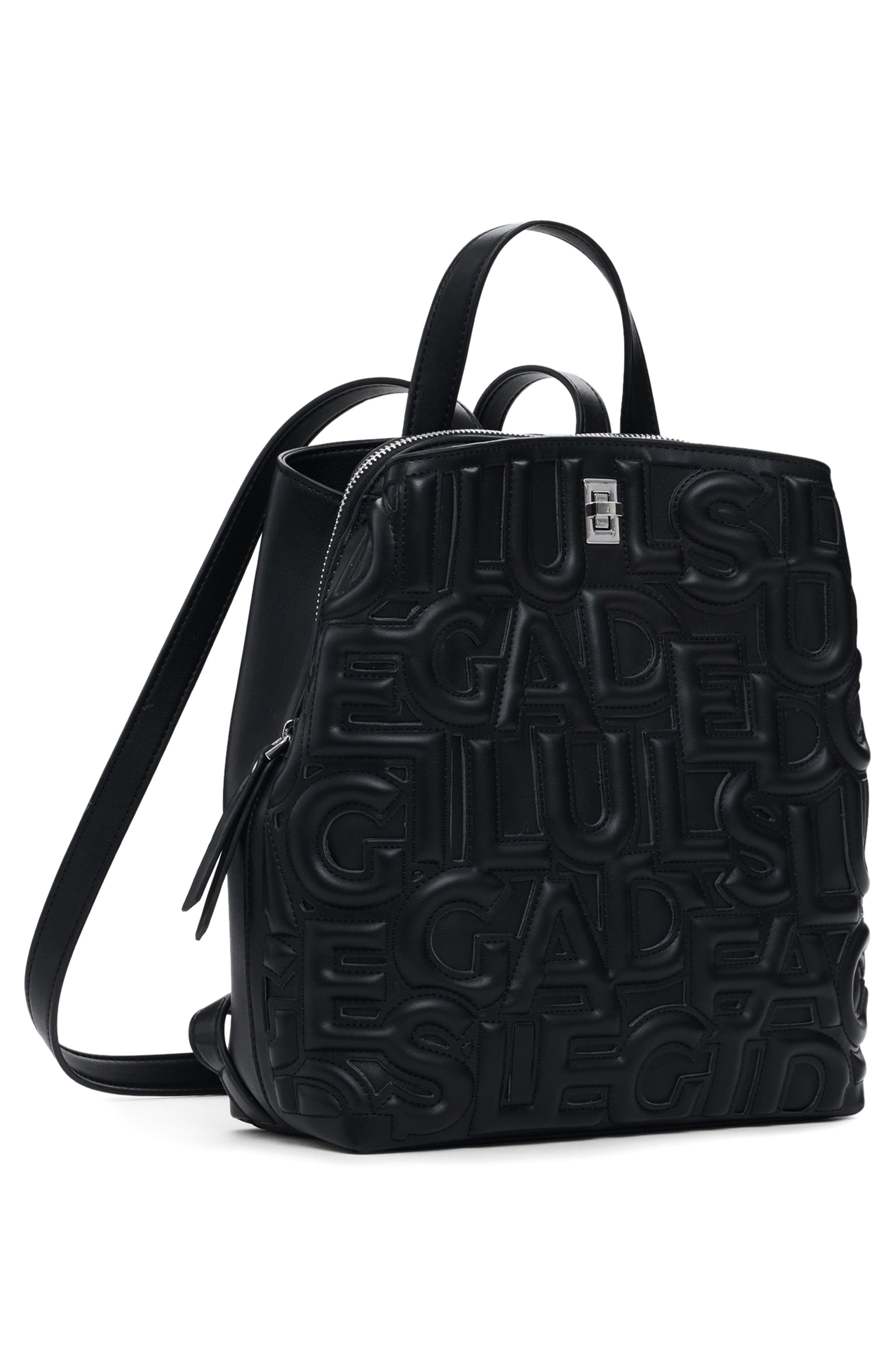 Desigual Mini Faux Leather Backpack, Alternate, color, Black