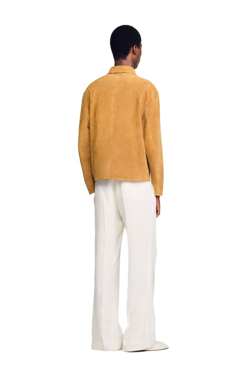 SANDRO Split leather jacket, Alternate, color, Camel