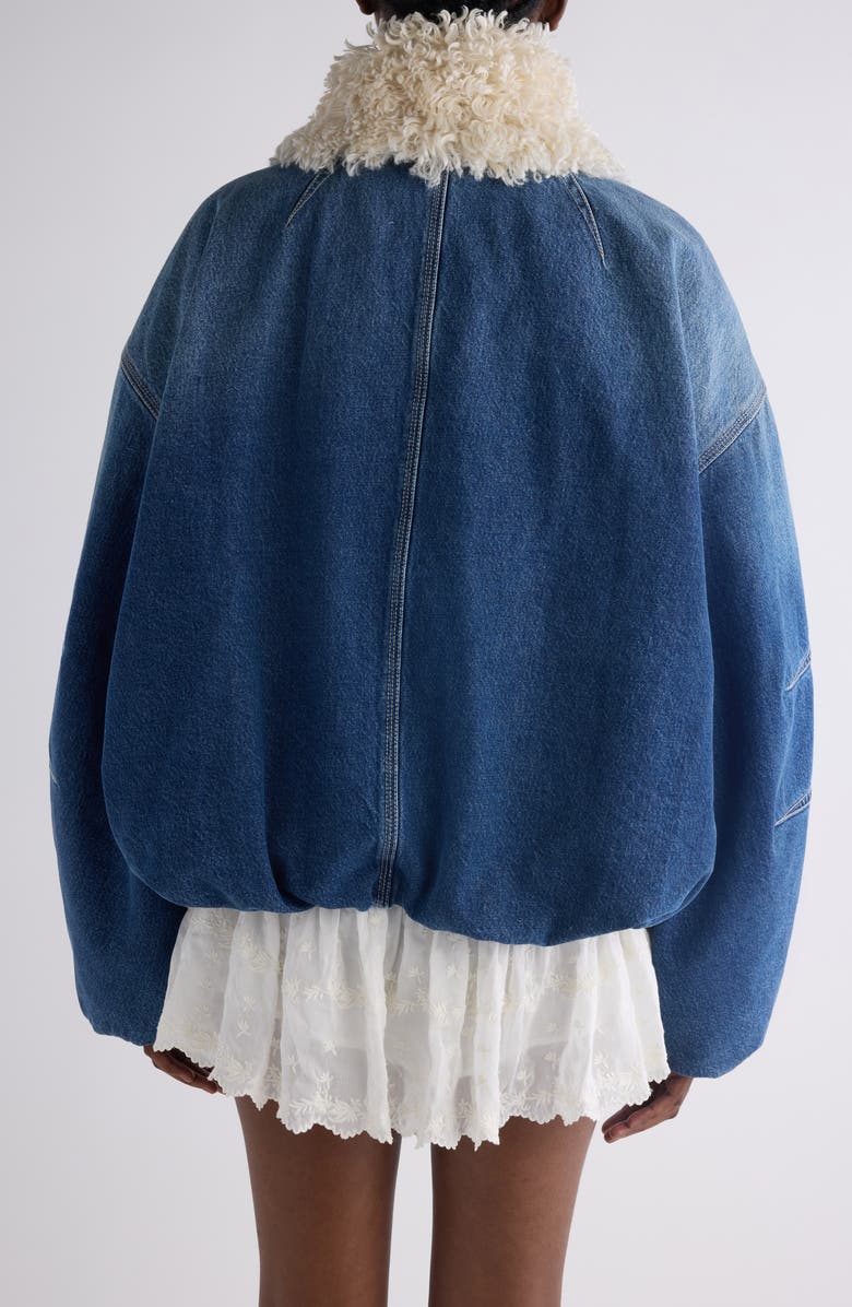 Isabel Marant Charone Faux Fur Trim Denim Jacket, Alternate, color, Blue