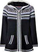 Joe Browns Fair Isle Drawstring V Neck Zip Hoodie