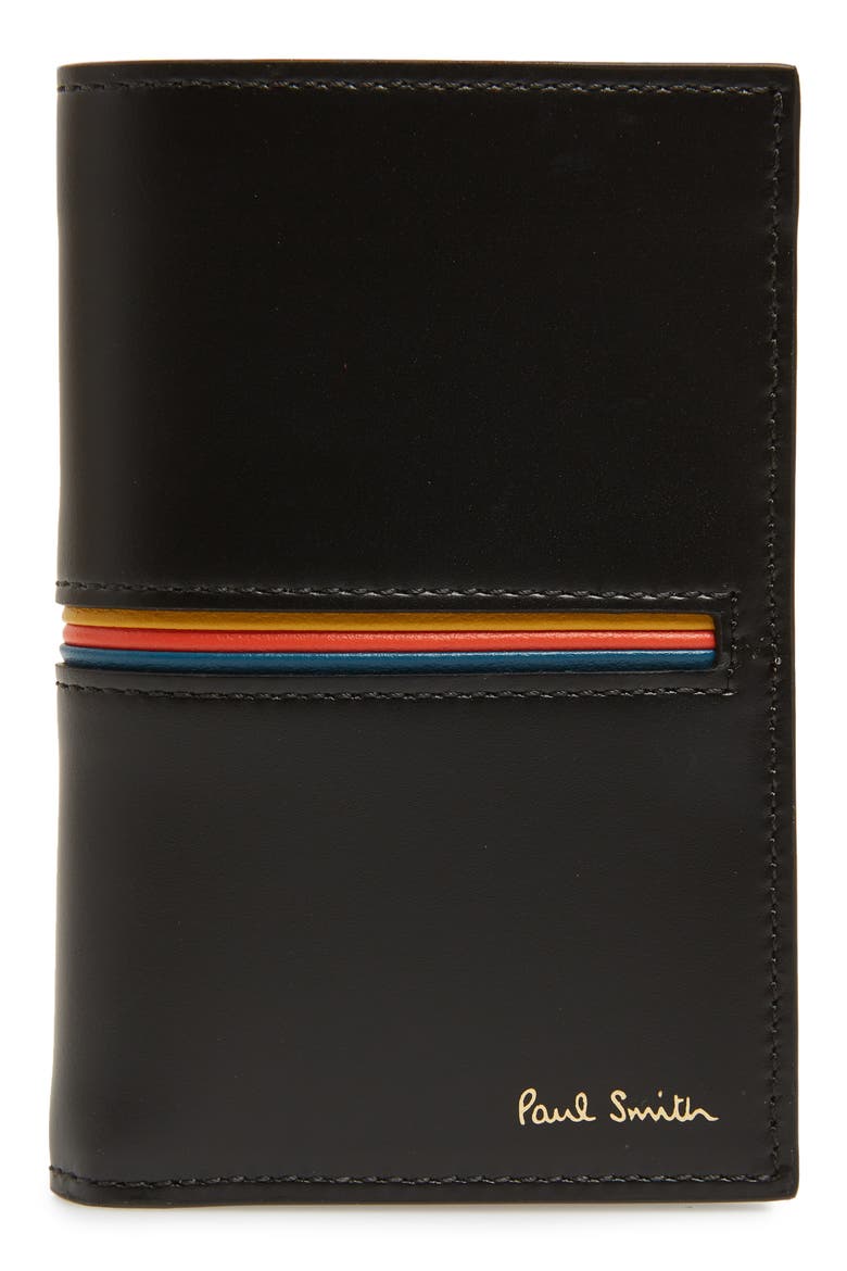 Flip Leather Card Case, Main, color, BLACK