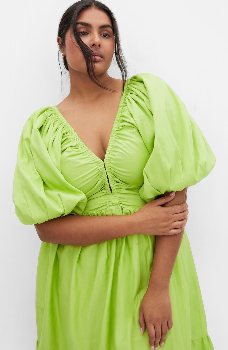 City Chic Grace Tiered Midi Dress, Alternate, color, Pistachio