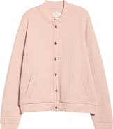 Caslon® Quilted Cotton Bomber Jacket