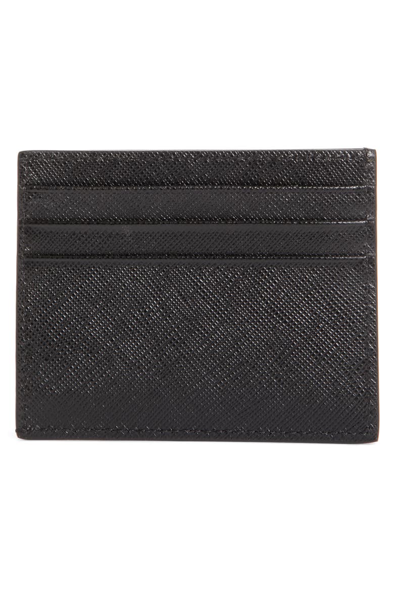 Triangle Logo Leather Card Case, Alternate, color, NERO