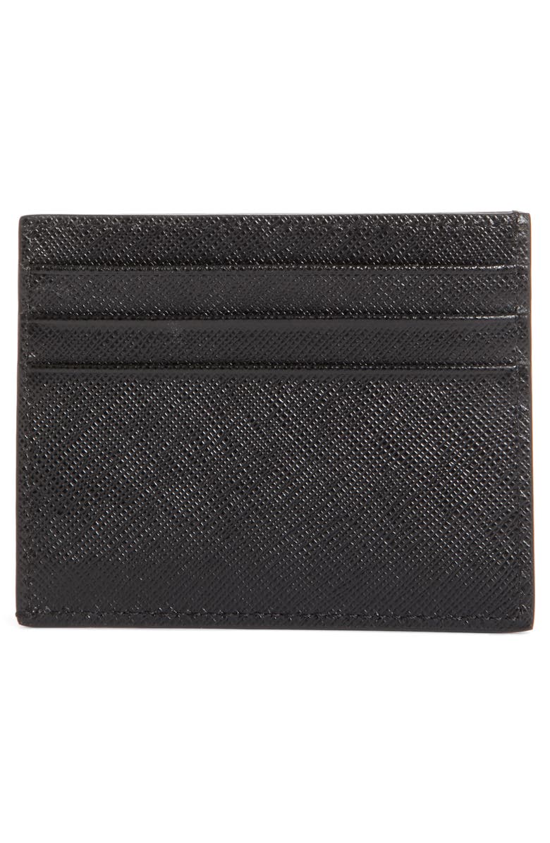 Prada Triangle Logo Leather Card Case, Alternate, color, 