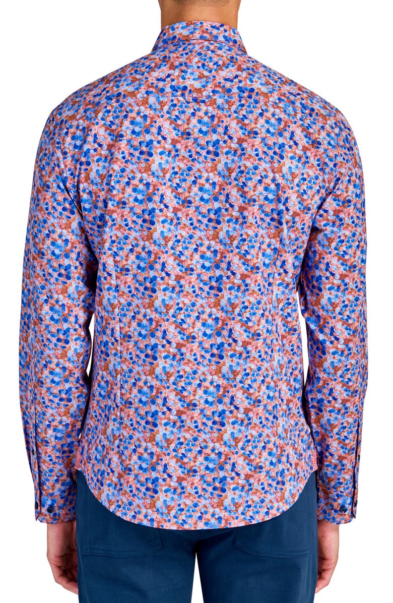 Brooklyn Brigade Slim Fit Micro Floral Recycled 4-Way Stretch Performance Long Sleeve Shirt, Alternate, color, Multi