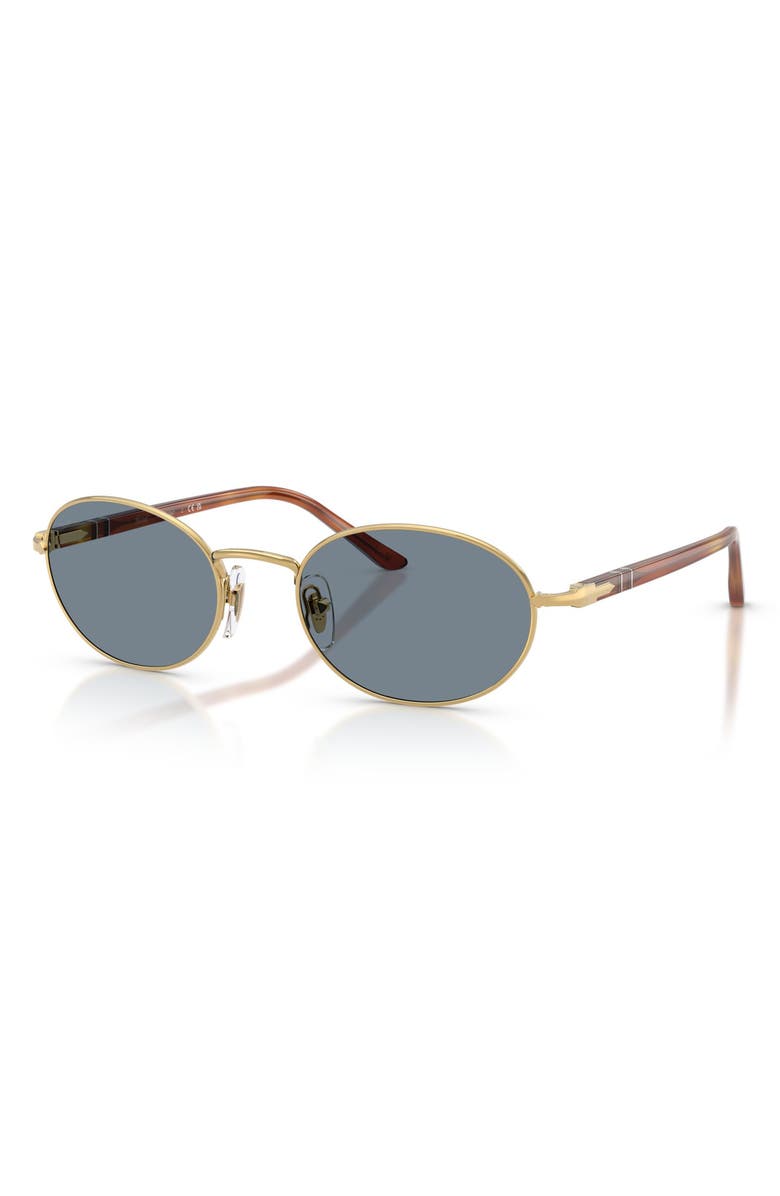 Persol 52mm Oval Sunglasses, Alternate, color, Gold / Light Blue