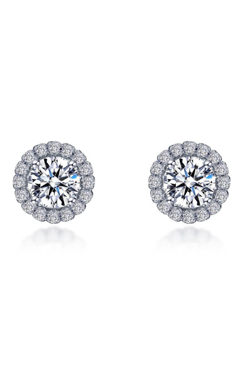 Simulated Diamond Halo Stud Earrings, Main, color, SILVER