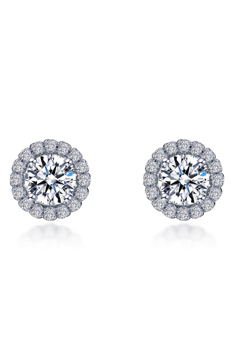 Lafonn Simulated Diamond Halo Stud Earrings, Main, color, Silver