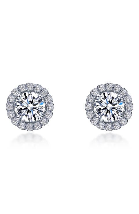 Simulated Diamond Halo Stud Earrings